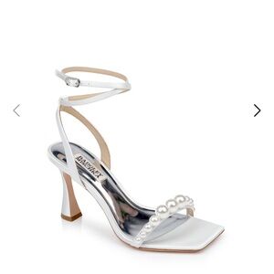 Badgley Mischka Cailey Strappy Stiletto Sandal with Balled Vamp Soft White